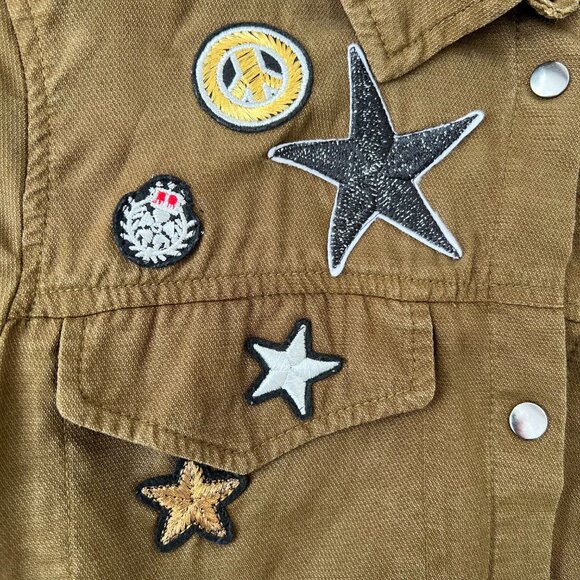 Zara Trafaluc Outerwear Olive Army Green Patch Long Duster Shacket (S) / Grunge - Picture 2 of 15